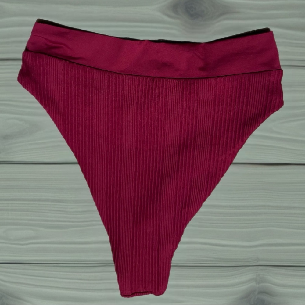 L*Space L Space Bitsy Cut Ribbed Bikini Bottoms In Cabernet SZ SP NWOT - Picture 7 of 11